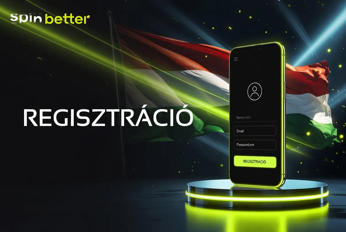 SpinBetter registration űrlapja a pénznem és a kód mezőjével